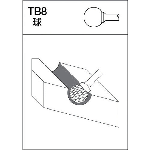 【メール便対応】トラスコ中山（TRUSCO）　超硬バー 球型 Φ9.5×刃長8.5×軸6 アルミカット　【品番：TA8C095】