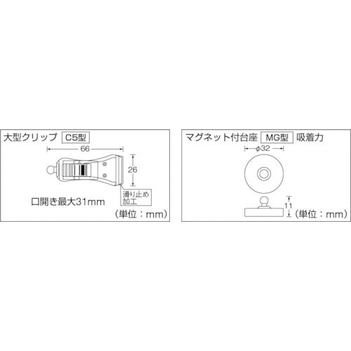 トラスコ中山（TRUSCO）　ホルダー式クリップ 中型クリップ+ストレート+マグネット　【品番：TC-C5MG-100】