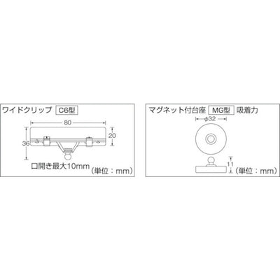 【メール便対応】トラスコ中山（TRUSCO）　ホルダー式クリップ ワイドクリップ+ジョイント5連+マグネット　【品番：TC-C6MG-5】