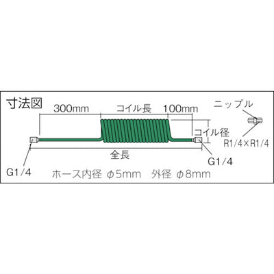 トラスコ中山（TRUSCO）　スパッタウレタンコイルホース 5×8mm 使用範囲4m　【品番：TCH-805】