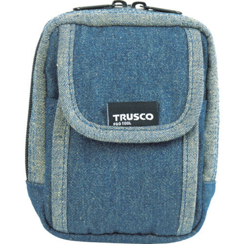 【メール便対応】トラスコ中山（TRUSCO）　デニム携帯電話用ケース 2ポケット ブルー　【品番：TDC-H101】