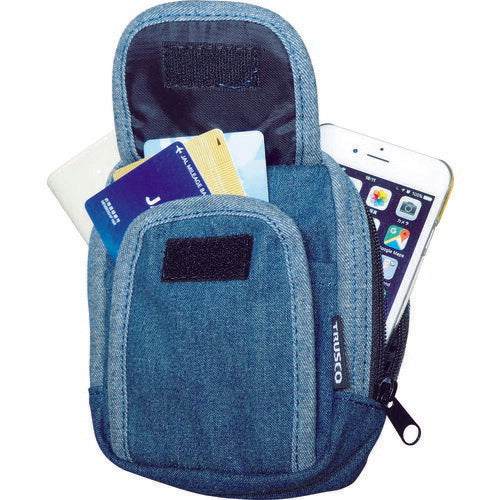 【メール便対応】トラスコ中山（TRUSCO）　デニム携帯電話用ケース 2ポケット ブルー　【品番：TDC-H101】
