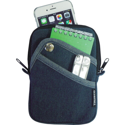 【メール便対応】トラスコ中山（TRUSCO）　デニムコンパクトケース 3ポケット ブルー　【品番：TDC-K103】