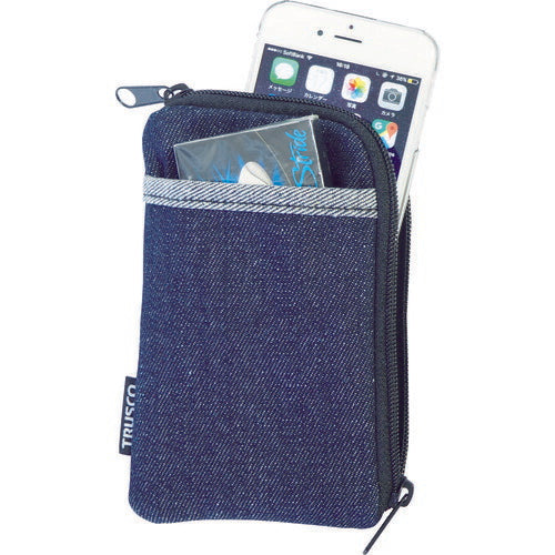 【メール便対応】トラスコ中山（TRUSCO）　デニムスマホケース 2ポケット ブルー　【品番：TDC-S101】