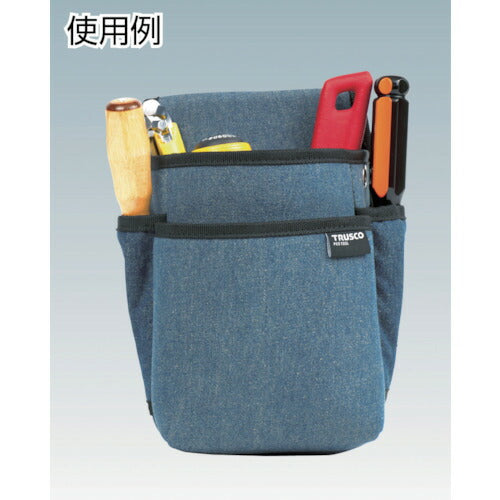 トラスコ中山（TRUSCO）　デニム腰袋 中型 3段 ブルー　【品番：TDC-T102】