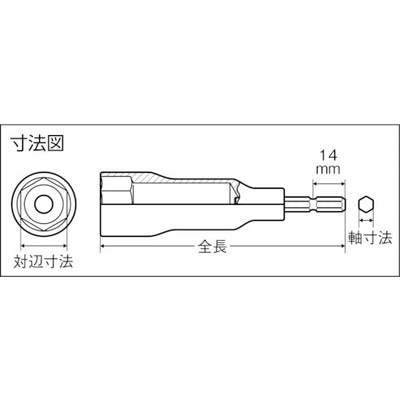 【メール便対応】トラスコ中山（TRUSCO）　電動ドライバーソケット 強力タイプ 14mm　【品番：TEF-14H】