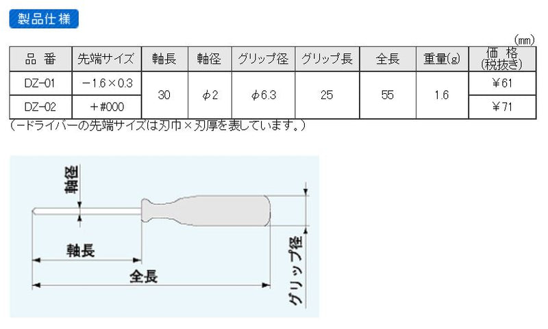 【メール便対応】エンジニア　パールドライバー +♯000　【品番：DZ-02】