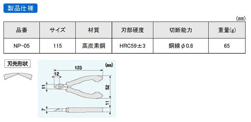 【メール便対応】エンジニア　ESDマイクロニッパー 115mm　【品番：NP-05】