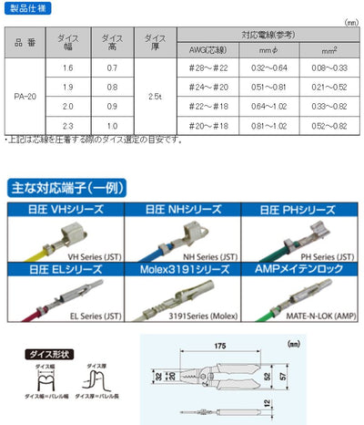 【メール便対応】エンジニア　精密圧着ペンチ　【品番：PA-20】