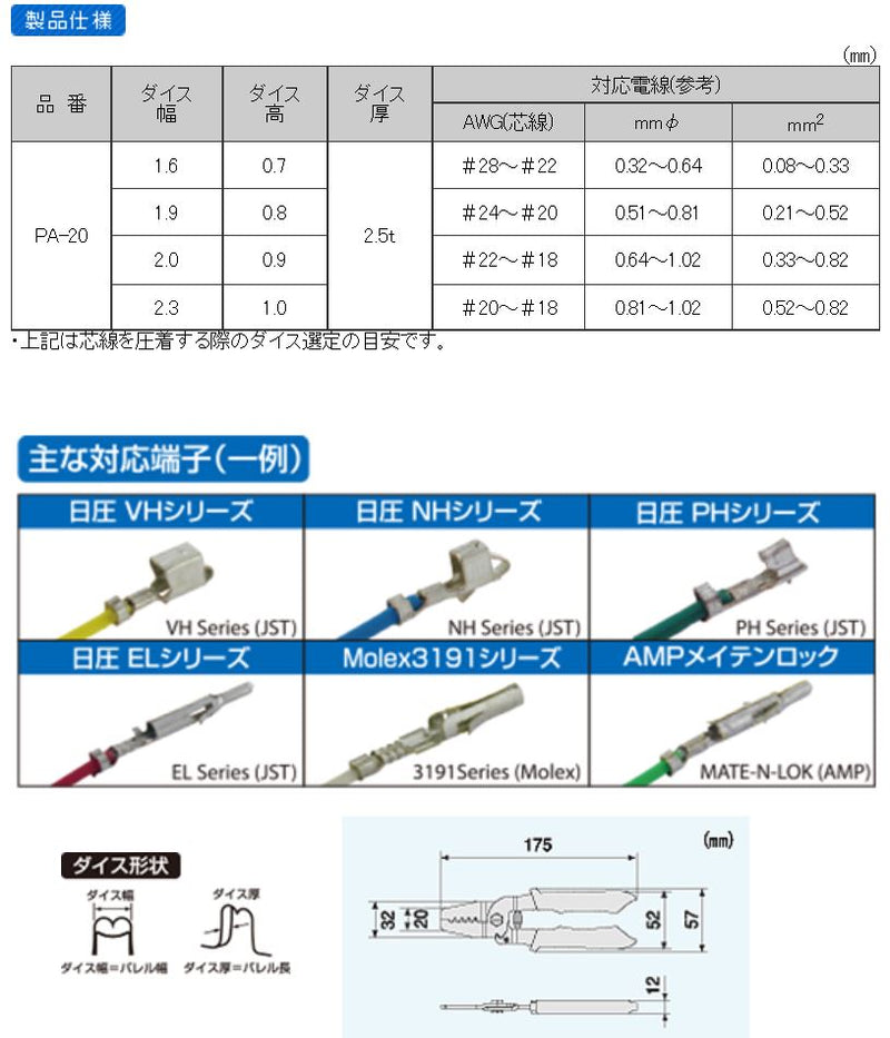 【メール便対応】エンジニア　精密圧着ペンチ　【品番：PA-20】