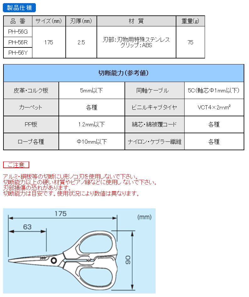 【メール便対応】エンジニア　鉄腕ハサミMP（緑）　【品番：PH-56G】