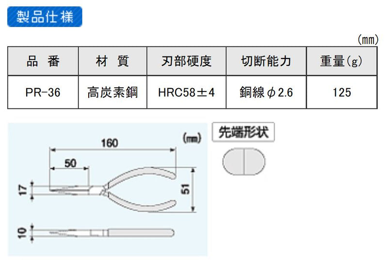 【メール便対応】エンジニア　ラジオペンチ（穴付） 150mm　【品番：PR-36】
