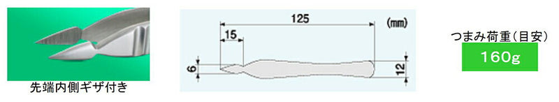 【メール便対応】エンジニア　ピンセット（TS型）矢じりタイプ 125mm　【品番：PT-07】