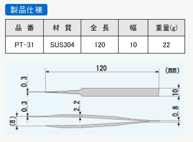 【メール便対応】エンジニア　鉄腕ピンセット　【品番：PT-31】