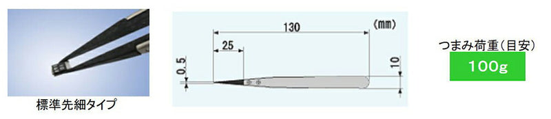 【メール便対応】エンジニア　ESDピンセット（標準先細タイプ）　【品番：PTZ-41】