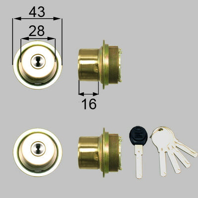 LIXIL（トステム）　ドア錠セット（ユーシン Wシリンダー）内筒のみ　ゴールド　【品番：DDZZ2001】