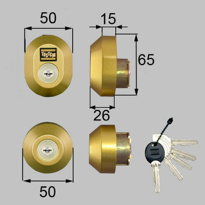 LIXIL（トステム）　ドア錠セット（MIWA URシリンダー）楕円　ゴールド　【品番：DRZZ1003】●