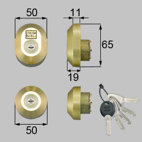 LIXIL（トステム）　ドア錠セット（MIWA DNシリンダー）楕円　ゴールド　【品番：DRZZ3003】●