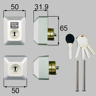 LIXIL（トステム）　ドア錠セット（ユーシン Wシリンダー）長方形　グレー　【品番：D5GZ2002】