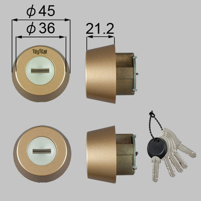 LIXIL（トステム）　ドア錠セット（MIWA DNシリンダー）　ゴールド　【品番：Z-1A2-DHYD】●