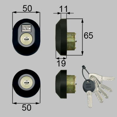 LIXIL（トステム）　ドア錠セット（MIWA DNシリンダー）楕円　ブラック　【品番：D3XZ3001】●