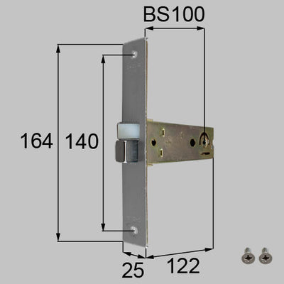 LIXIL（トステム）　箱錠　シルバー　【品番：FNMZ195】◯