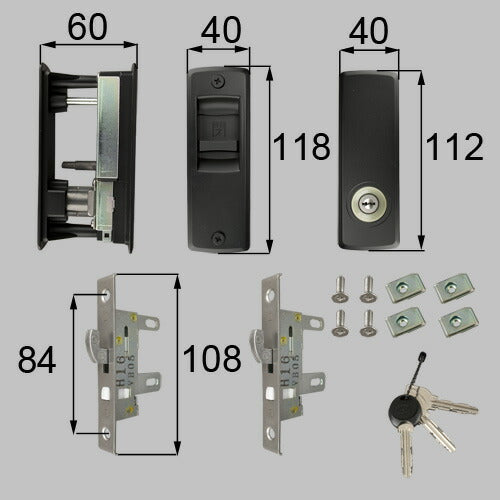 LIXIL（トステム）　戸先内外錠セット　ブラック　【品番：DAAZH18】