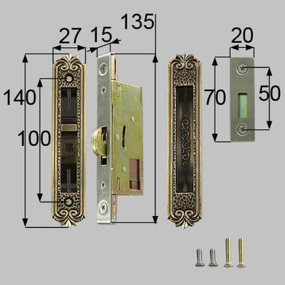 LIXIL（トステム）　引戸引手内錠セット　ブロンズ　【品番：L2Y09】○