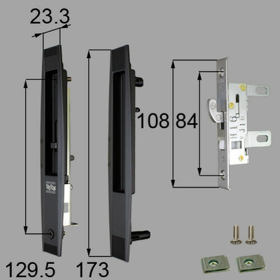 LIXIL（トステム）　一番町引手内錠　ブラック　【品番：L1Y55】