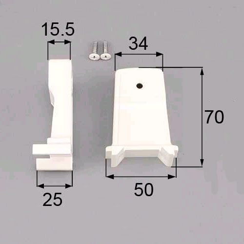 LIXIL（トステム）　浴室中折ドア把手ブラケットセット（手掛け部台座）　ホワイト　【品番：DAJZ011】●