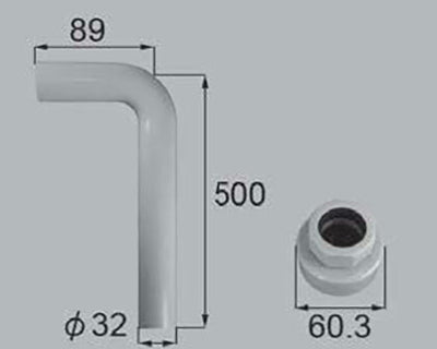 LIXIL（トステム）　直管接続部品 バック排水50A（SHA2）　【品番：KALAA002】