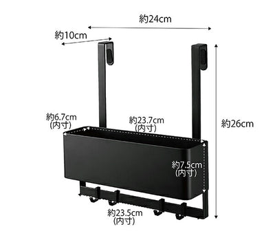 山崎実業　フック付きひっかけ下駄箱扉収納ラック スマート　ブラック　【品番：05537】