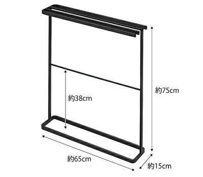 山崎実業　横から掛けられるバスタオルハンガー タワー スリム　ブラック　【品番：05577】