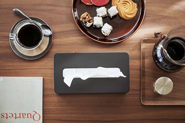 山崎実業　コンパクトティッシュケース タワー ハイタイプ　ブラック　【品番：05805】