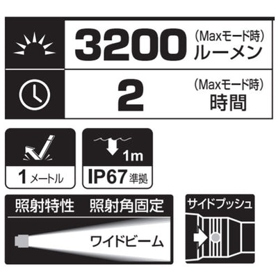 ジェントス　GENTOS　充電池・乾電池兼用高出力LEDライト "UT-3200H"　【品番：UT-3200H】