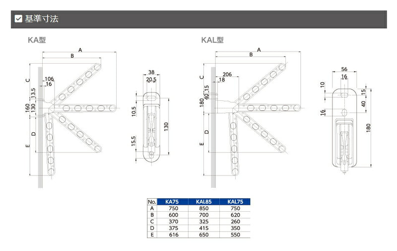 タカラ産業　DRY・WAVE（ドライ・ウェーブ）　窓壁用物干金物　ステンカラー　【品番：KAL75-ST】