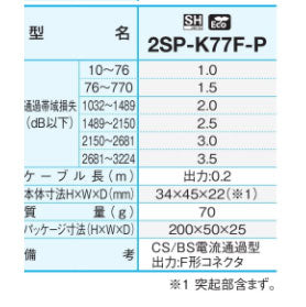 サン電子　新4K8K衛星放送対応 CS・BS/UV分波器　【品番：2SP-K77F-P】