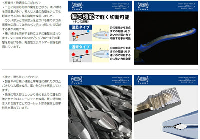【メール便対応】ビクター（VICTOR）　VICTOR PLUS+ 偏芯ペンチ 225mmサイズ　【品番：ZM80-225】