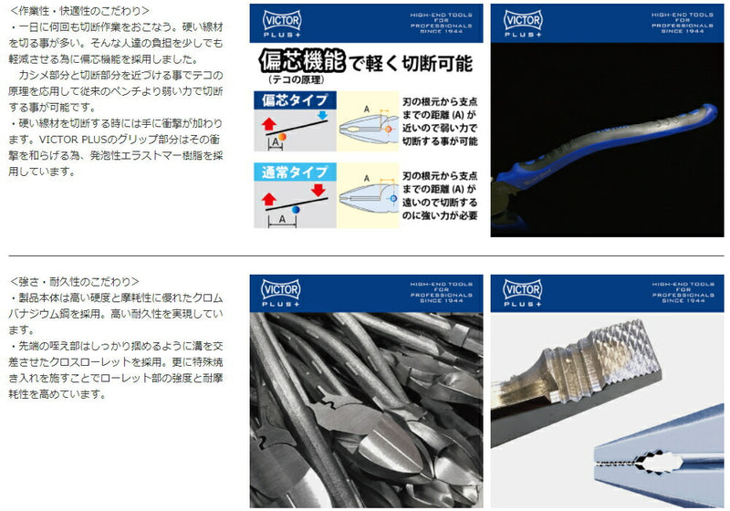 【メール便対応】ビクター（VICTOR）　VICTOR PLUS+ 偏芯ペンチ 225mmサイズ　【品番：ZM80-225】