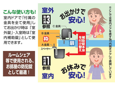 ノムラテック　快適防犯 どあロックガード・ディンプルキー式 外開き・内開き兼用〈ネジ止めタイプ〉　【品番：N-1073】◯