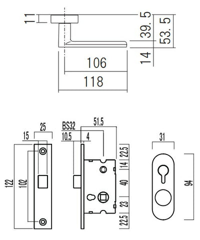 久力製作所　浴室レバーハンドル　【品番：LU32-BP4-2S-WH】●